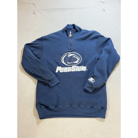 Vintage Starter Penn State Jacket Mens M‎ Blue Lined Long Sleeve Pullover 90s.